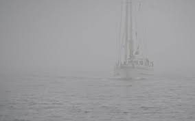 Yacht in foggy conditions 